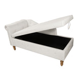 Beige Chaise Lounge Indoor Velvet Lounge Chair for Bedroom with Storage & Pillow Modern Upholstered Rolled Arm Chase Lounge - V.I.P Digital Presence