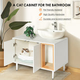 Bathroom sink cabinet, with cat trash can shell, hidden garbage pet bathroom, with partition, wooden cabinet furniture, white - V.I.P Digital Presence