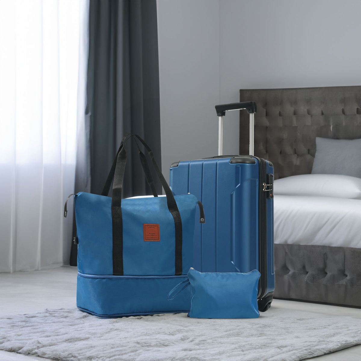 Hardshell Luggage Sets 3 Piece Carry-on Suitcases with Wheels, TSA Lock for Men Women, Blue (20in) - V.I.P Digital Presence