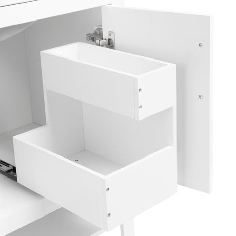 30" Bathroom Vanity with Sink  Multi-functional Bathroom Cabinet with Doors and Drawers Solid Frame and MDF Board, White - V.I.P Digital Presence