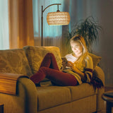 Arc Floor Lamp with Remote Control, Dimmable LED Floor Lamp with 3 Color Temperature Boho Farmhouse Tall Pole Lamp - V.I.P Digital Presence
