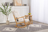 Rocking Chair Upholstered Fabric Rocking Armchair Indoor with High Backrest Glider Chairs and Lumbar Pillow for Living Room - V.I.P Digital Presence
