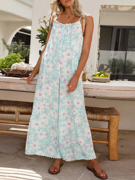 Printed Wide Leg Jumpsuit with Pockets - V.I.P Digital Presence