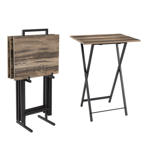 TV Trays for Eating Set of 4 with Stand,Folding TV/Snack Tray Table Set,Folding TV Dinner Tables for Small Space - V.I.P Digital Presence