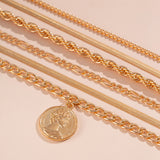 Ins round pendant Bracelet set irregular metallic flat snake chain bracelet - V.I.P Digital Presence