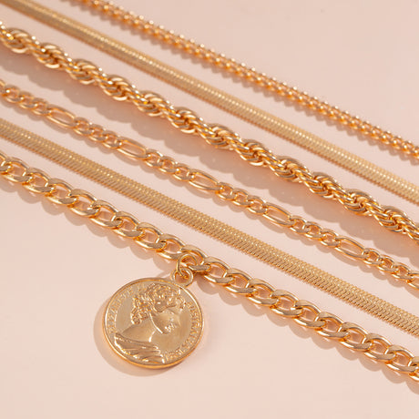 Ins round pendant Bracelet set irregular metallic flat snake chain bracelet - V.I.P Digital Presence