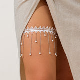 Sexy hot girl elastic band lace leg ring fashionable alloy ribbon tassel leg chain female - V.I.P Digital Presence
