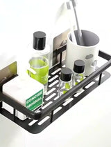 Minimalist bathroom black aluminum alloy triangular rectangular non perforated bathroom storage corner shelf - V.I.P Digital Presence