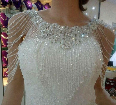 White Bolero Appliques Crystals Wedding Wrap Wedding Bolero Made in China Wedding Accessories Evening Dress - V.I.P Digital Presence