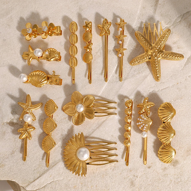 Stainless steel shell hair clip with bangs, high-end feel, ins metal hair accessories, broken hair clip at the back of the head - V.I.P Digital Presence