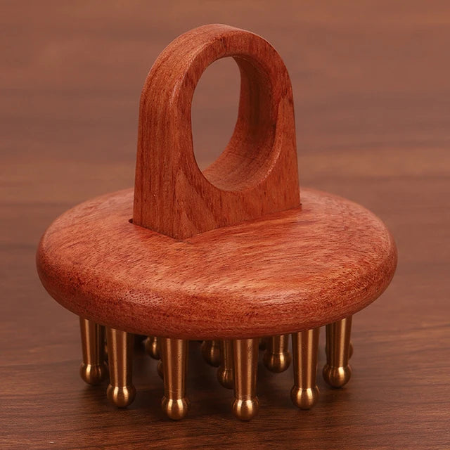 Copper Wood Head Meridian Massage Comb Gua Sha Massage Tool Body Wood Therapy Scalp Massage - V.I.P Digital Presence