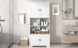 Bathroom storage cabinet, 4-door independent cabinet, adjustable shelf, open multi-layer shelf, white - V.I.P Digital Presence
