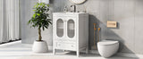 24" Bathroom Vanity with Sink, Bathroom Vanity Cabinet with One Drawer and Doors, Adjustable Shelf, Solid Wood and MDF, White - V.I.P Digital Presence