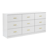 Modern White 9-Drawer Dresser for Bedroom - Ample Storage Wide Chest of Drawers, Sturdy & Safe - V.I.P Digital Presence