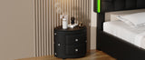 Elegant PU Nightstand with 2 Drawers and Crystal Handle,Fully Assembled Except Legs&Handles,Storage Bedside Table - Black - V.I.P Digital Presence