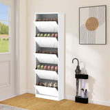 Shoe Storage Cabinet for Entryway, 5 Tiers Shoe Organizer with Carved Panels, Carving Shoe Closet,Vertical Shoe Cabinet - V.I.P Digital Presence