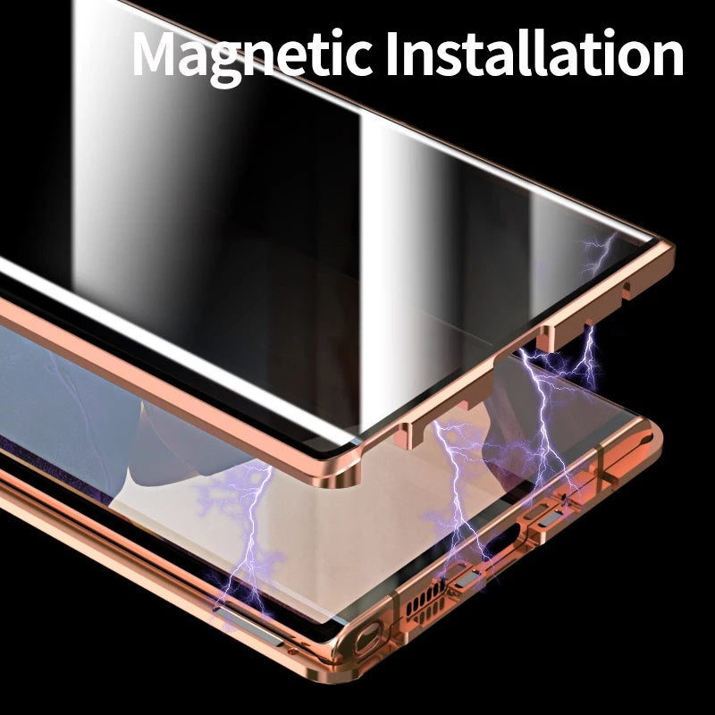Funda de vidrio templado antiespía para Samsung Note20U, protección para teléfono S21, ultra magnética, cubierta metálica S21