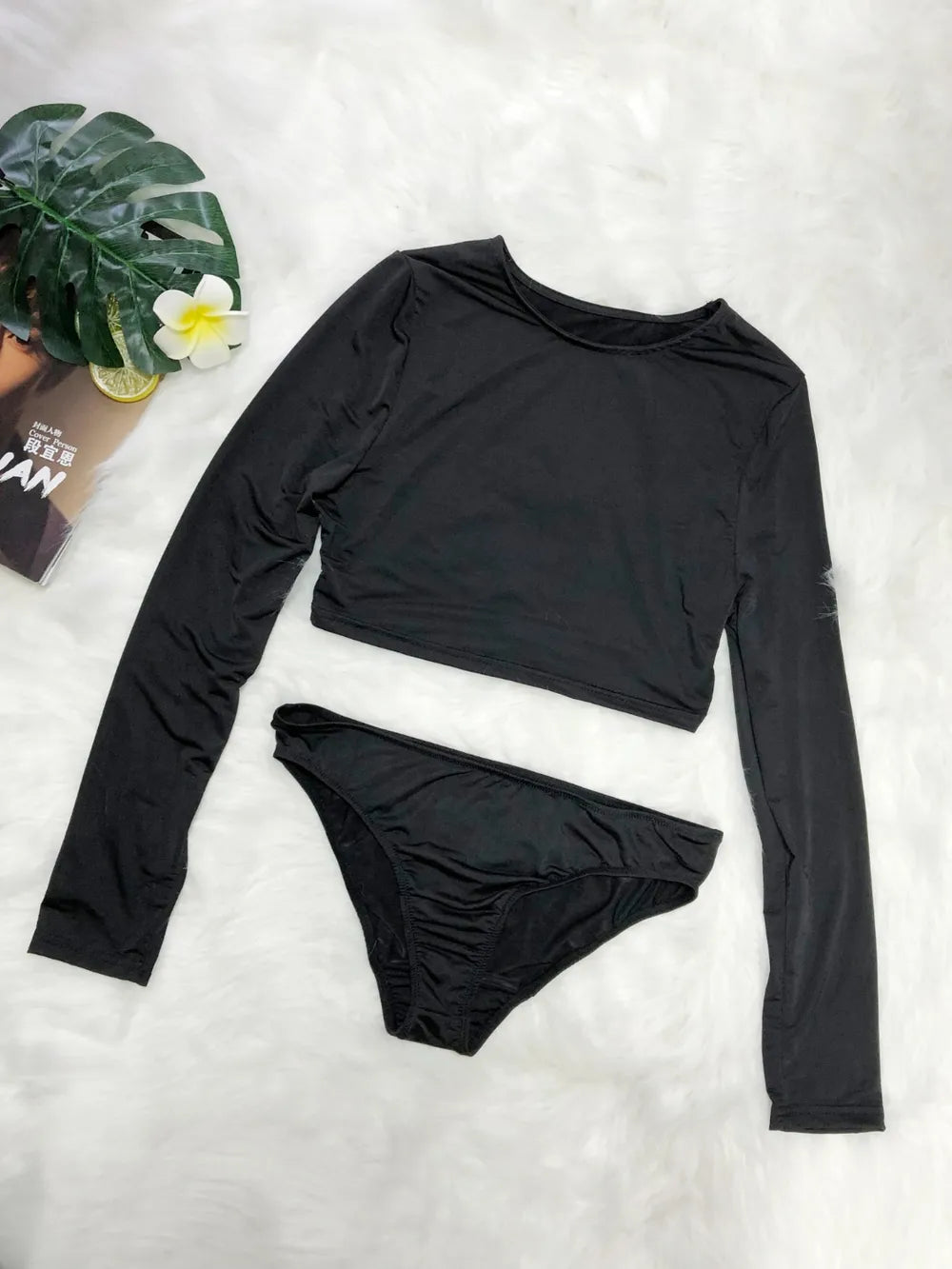 Round Neck Long Sleeve Top and Brief Swim Set - V.I.P Digital Presence
