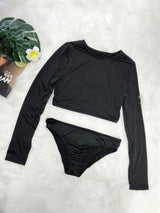 Round Neck Long Sleeve Top and Brief Swim Set - V.I.P Digital Presence
