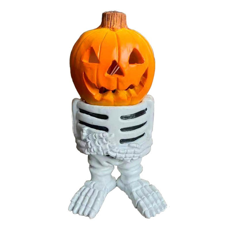 Halloween gift pumpkin knight garden ornaments decorative luminous small pumpkin head resin ornaments - V.I.P Digital Presence
