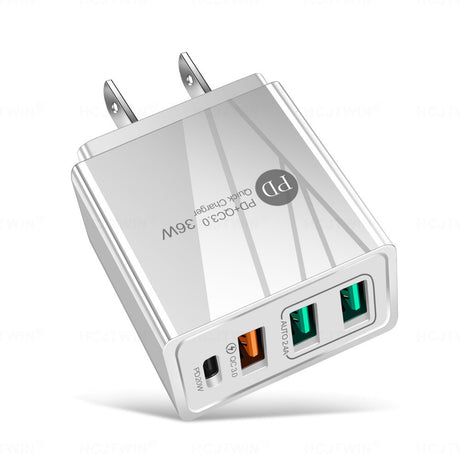 36W PD20W+QC3.0 2.4A dual USB fast charging mobile phone charger 2USB with PD charging head travel charger - V.I.P Digital Presence