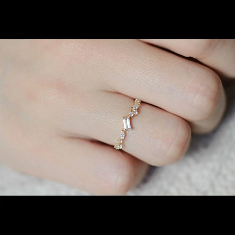 925 Sterling Silver Geometric Rectangle Clear Zircon Rings for Women Minimalist Exquisite Temperament Finger Ring - V.I.P Digital Presence