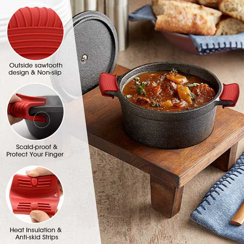 Silicone insulated pot handle sleeve set high-temperature resistant and anti slip pot ear clip anti scald hand clip - V.I.P Digital Presence