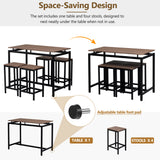 TREXM 5-piece compact bar table with table and stool - modern industrial design (dark brown) - V.I.P Digital Presence