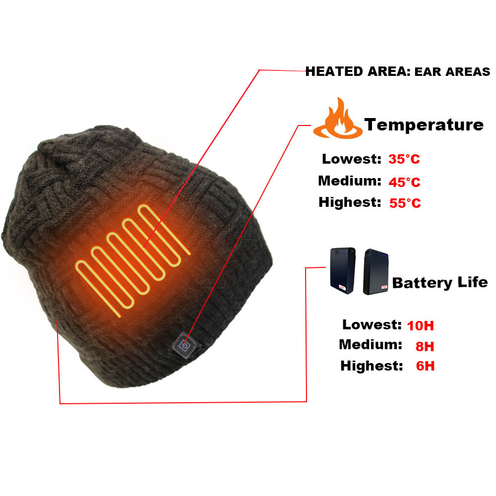 Knitted Thermal Cap Electric Heating Cap Outdoor Cold Proof Carbon Fiber Heating Cap - V.I.P Digital Presence