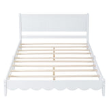 Queen Size Wood Platform Bed Frame, Retro Style Bed with Rectangular Headboard,No Need Box Spring,White - V.I.P Digital Presence