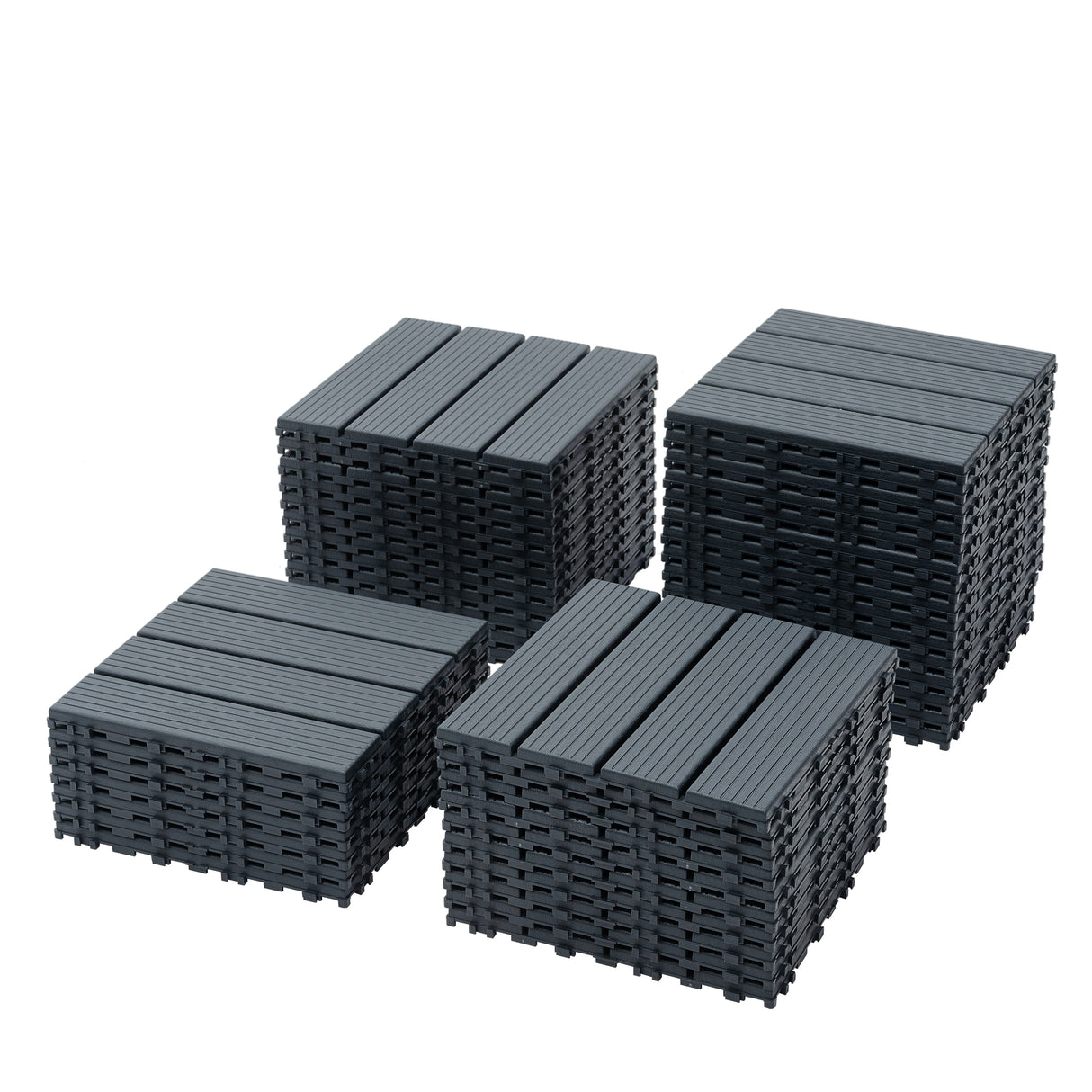 Plastic interlocking deck tiles, 44 waterproof outdoor terrace deck tiles, 12 "x12" square gray - V.I.P Digital Presence