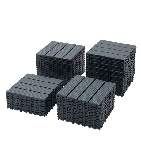 Plastic interlocking deck tiles, 44 waterproof outdoor terrace deck tiles, 12 "x12" square gray - V.I.P Digital Presence