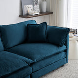 Comfy Deep Single Seat Sofa Upholstered Reading Armchair Living Room Chair Blue Chenille Fabric , 1 Toss Pillow - V.I.P Digital Presence