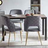 Gray Velvet Dining Chairs with Metal Legs and Hollow Back Upholstered Dining Chairs Set of 4 - V.I.P Digital Presence