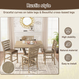Set of 2 Dining Counter Height Chairs Modern Farmhouse Rustic Look Distressed Design Ladderback Solid Wood - V.I.P Digital Presence