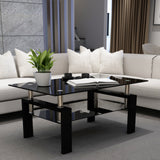 Rectangle Black Glass Coffee Table  Clear Coffee Table Modern Side Center Tables for Living Room Living Room Furniture - V.I.P Digital Presence