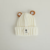 Gorro de punto cálido para niños de otoño e invierno, bonito gorro de lana de color caramelo con forma de oso, gorro cálido coreano para bebés, para hombres y mujeres, tendencia