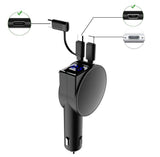 Vogek 3-in-1 Car Charger 60W Super Fast Charging for iPhone Xiaomi Huawei Samsung with Telescopic Charging Cables and Adapters - V.I.P Digital Presence