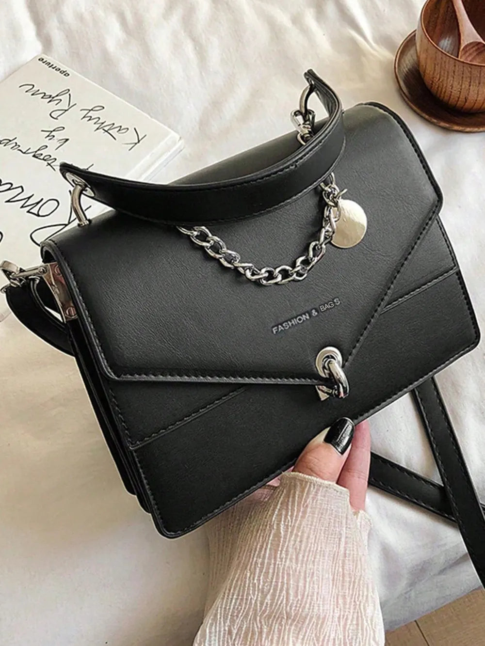 Chain PU Leather Detachable Shoulder Strap Handbag - V.I.P Digital Presence