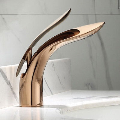 Light luxury all copper mesh red rose gold washbasin under the sink, basin faucet, light luxury style, simple and creative faucet, bathroom - V.I.P Digital Presence