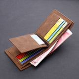 Men's wallet short wallet leather wallet multiple card slots can hold driver's license retro - V.I.P Digital Presence
