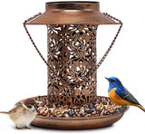 Outdoor solar powered lamp metal hanging bird feeder feeding and watering dual-purpose bird feeder decorative lamp - V.I.P Digital Presence