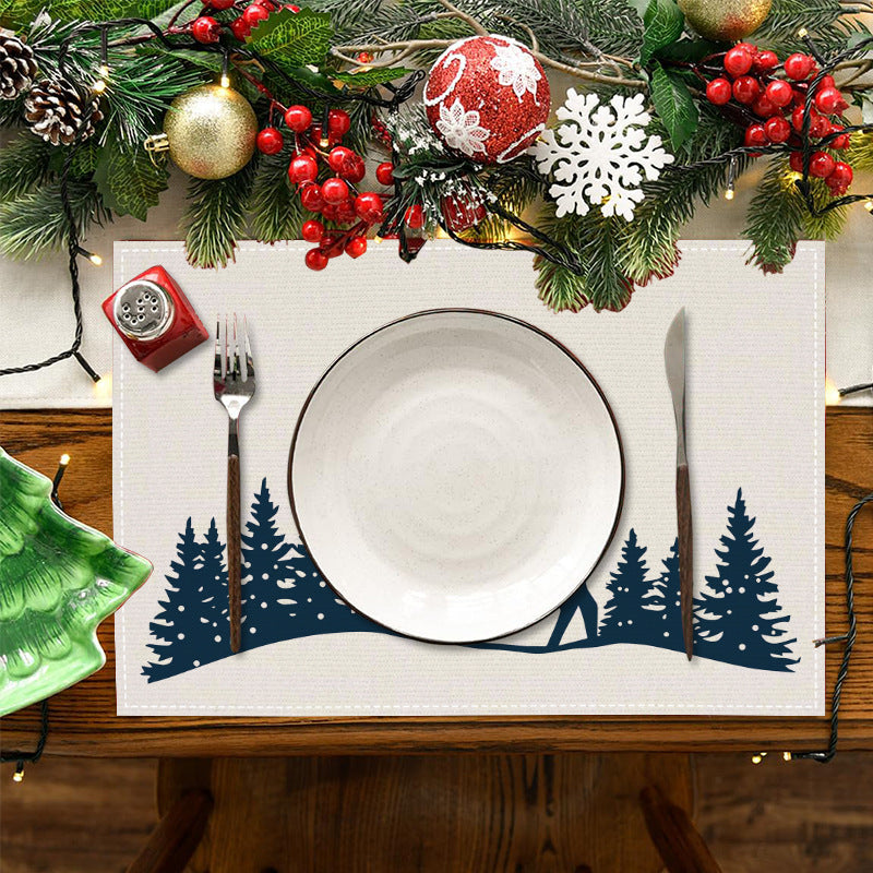 Christmas placemat reindeer print decoration insulation mat kitchen dining table coaster - V.I.P Digital Presence