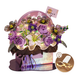 Flower bouquet gift box patchwork wooden flower with light toy eternal flower box