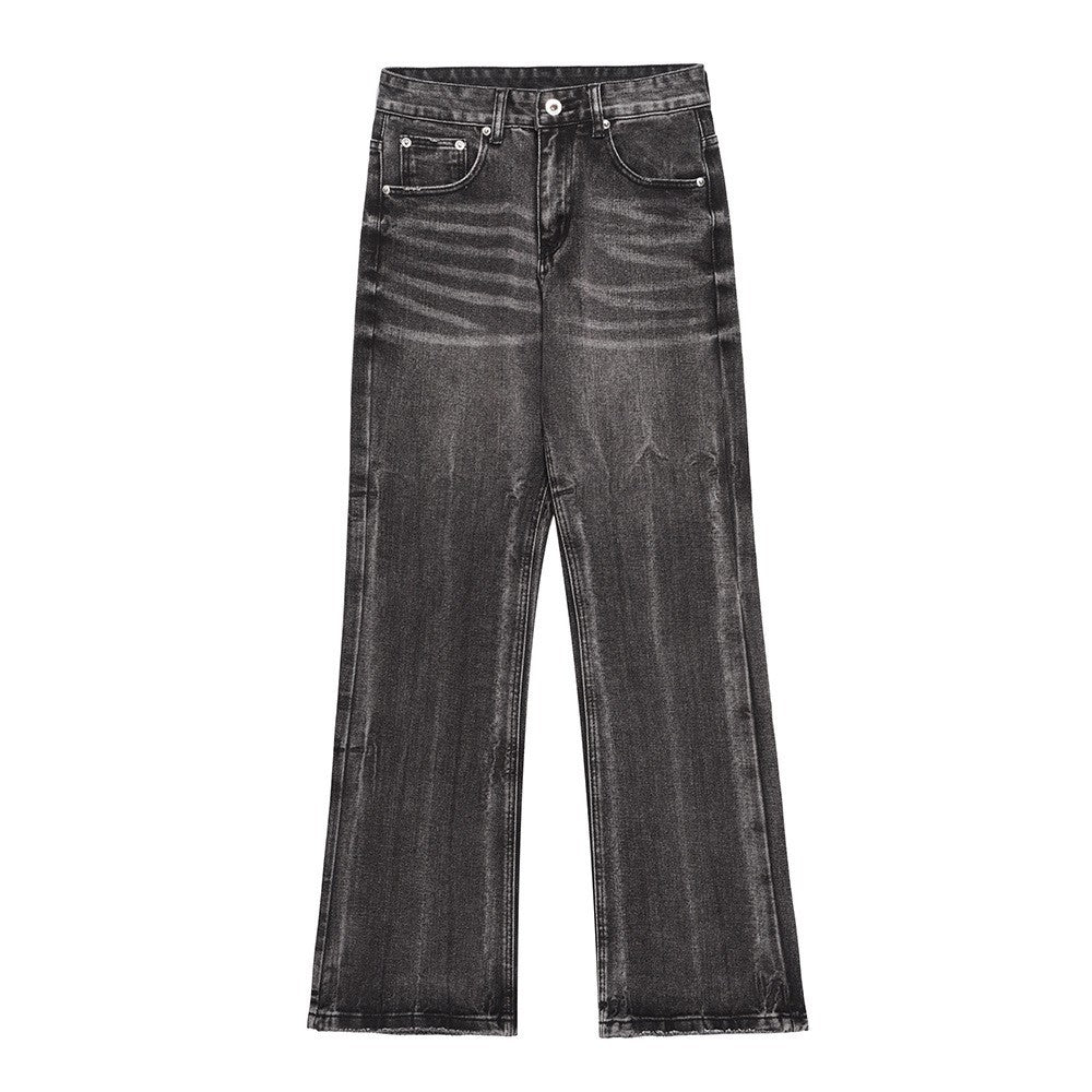 Washed Distressed Wide-Leg Jeans Men's European and American Punk INS Personalized Loose Hole Frayed Flare Pants - V.I.P Digital Presence