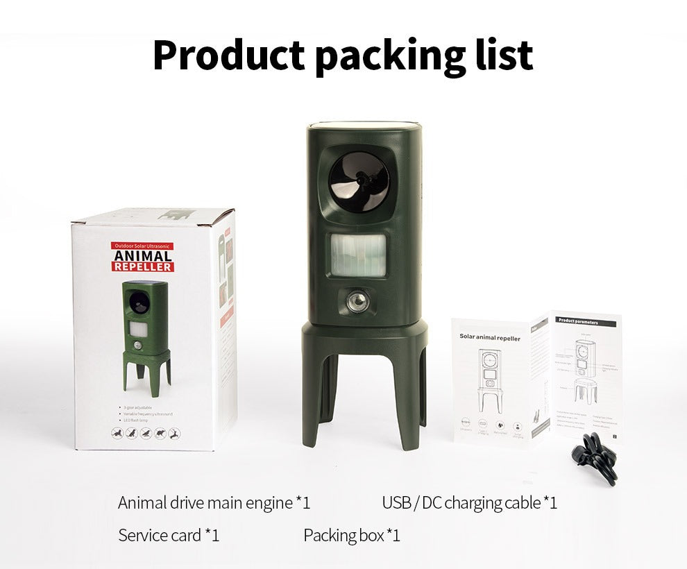Solar mouse repeller, outdoor multi-floor cat repeller, LED explosion ultrasonic dog repeller - V.I.P Digital Presence