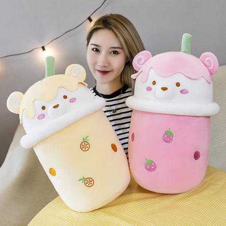 25-40cm Cute Cartoon Teddy Bear Bubble Tea Cup Shaped Pillow Plush Toys Real-life Stuffed Soft Back Cushion Funny Boba Food - V.I.P Digital Presence
