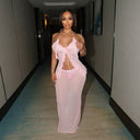 Sexy Transparent Set with Belted Sleeveless Cardigan and Fashionable Long Skirt Two-Piece Set for Women - V.I.P Digital Presence