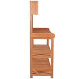 65" Large Wooden Farmhouse Rustic Outdoor Potting Bench Table Garden Potting Bench with 4 Storage Shelves and Side Hook,Natural - V.I.P Digital Presence