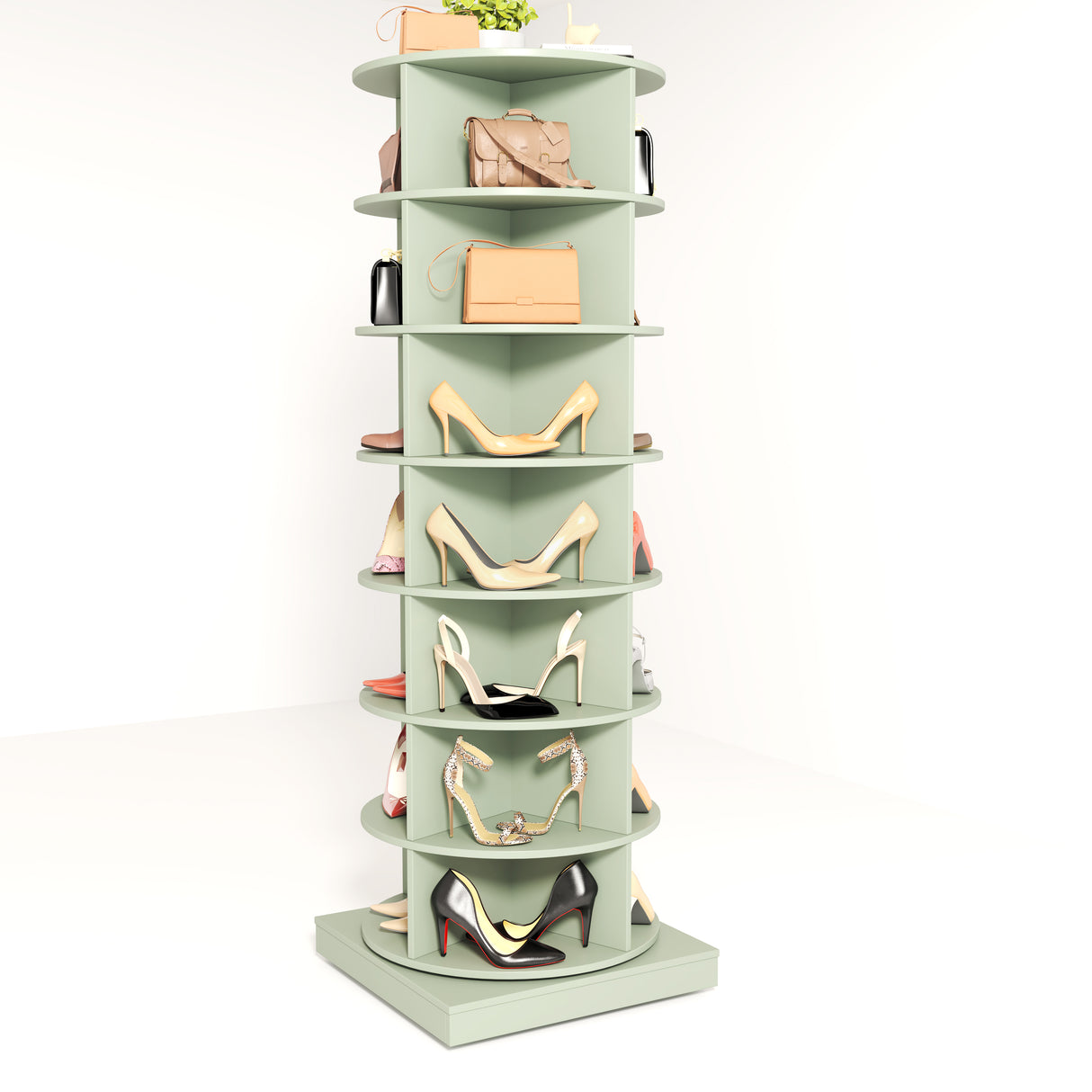 Green 360 Rotating shoe cabinet 7 layers - V.I.P Digital Presence
